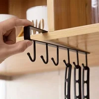 1pcs Kitchen Shelf Storage Clothes Hanging Organizer Cup Holder Glass Mug Holder 6 Hooks Storage Rack Kitchen Accessories 2