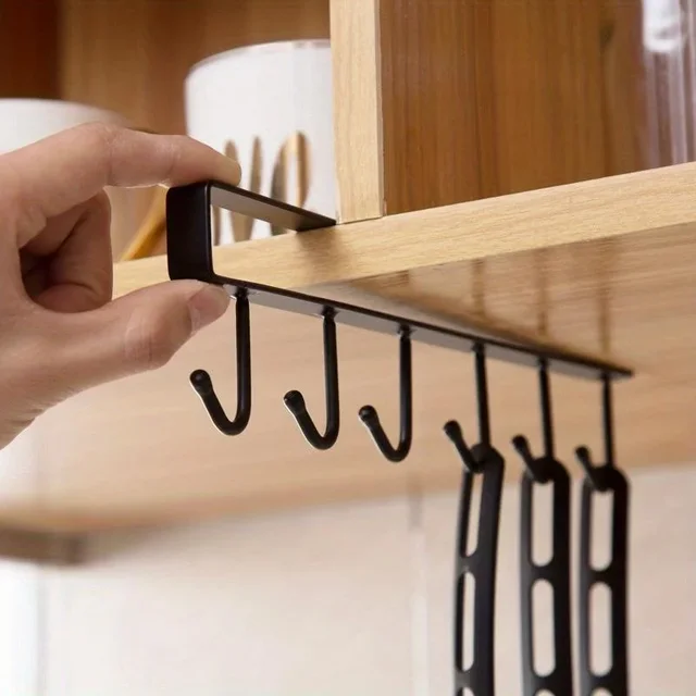 1pcs Kitchen Shelf Storage Clothes Hanging Organizer Cup Holder Glass Mug Holder 6 Hooks Storage Rack Kitchen Accessories 2