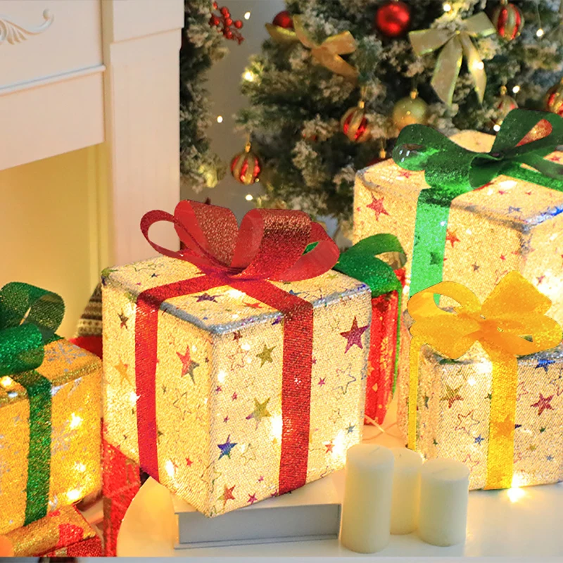 Gift Boxes Lights with Remote Control, Set of 3 Smart Luxury Present Boxes Lamp, for Holiday, Gift, Party, Winter, Home Decor 5
