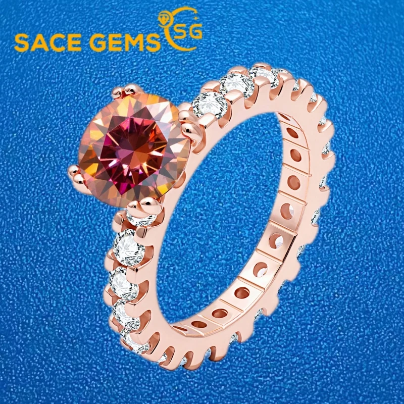 

SACEGEMS D VVS1 2ct Moissanite Ring GRA Certified S925 Sliver Plated 18k White Gold Engagement Rings for Women Fine Jewelry
