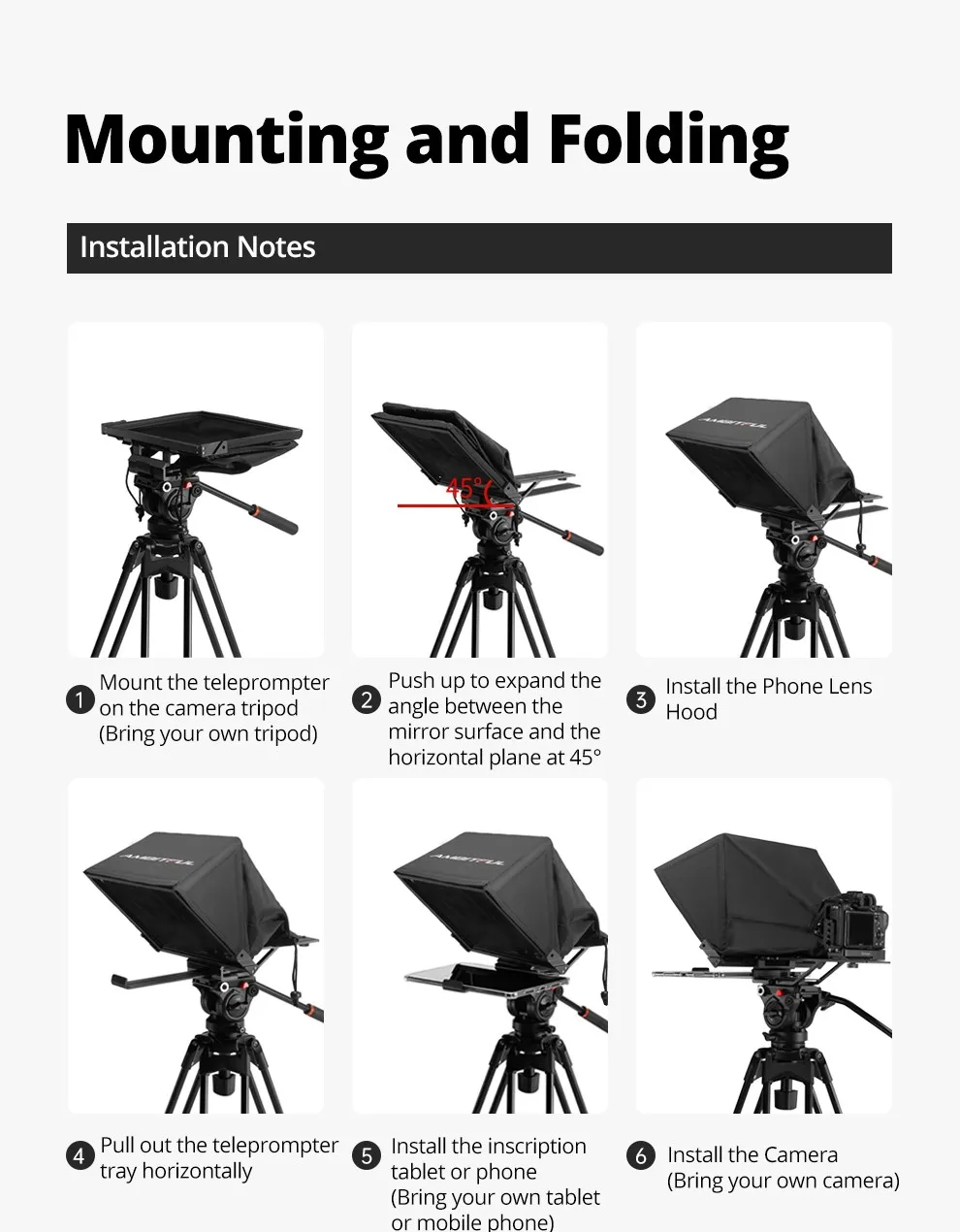 T14 Big Screen Teleprompter Professional Interview Foldable Camera Teleprompter,