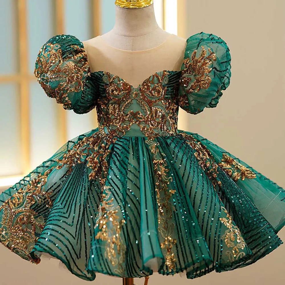 

Vintage Court Baby Dress for Girls Dresess Flower Sequin Beads Baby Princess Fluffy Tutu Dress for Birthday Party