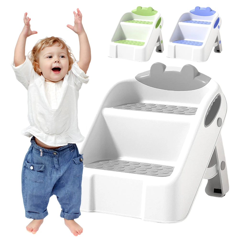 2 Step Stool for Kids Anti-Slip Foldable for Potty Training Bathroom and Kitchen