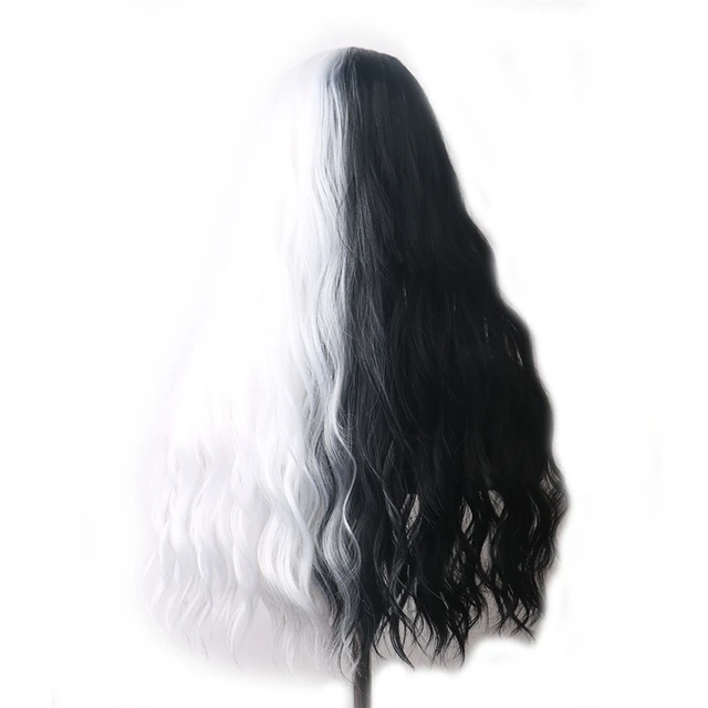 WoodFestival Wavy Synthetic Hair Wig Cosplay Ladies Colored Long Wigs For Women White Pink Red Dark Brown Green Blue Grey Ombre Black White