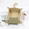 Cute Cat Shape Leather Storage Tray Dice Box Coin Desktop Jewelry Box Makeup Key Tray DIY Household Folding Tray Storage Case 5