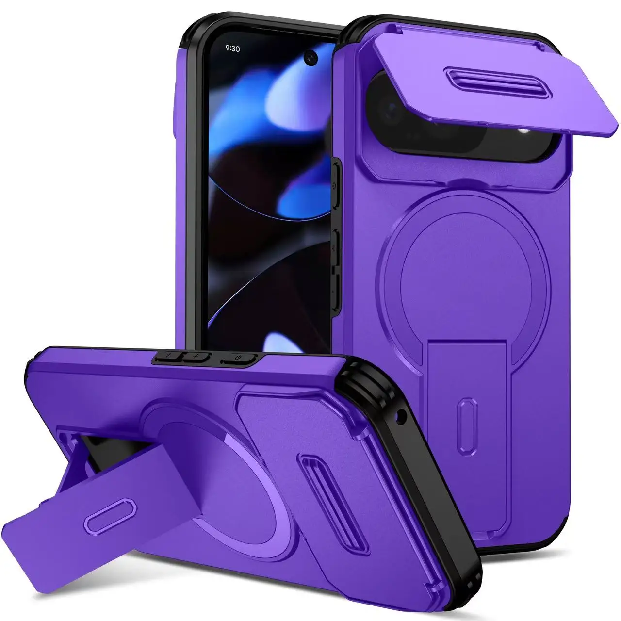 Durable Magnetic Shockproof Case with Stand and Wireless Charging Compatibility