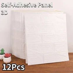 12PCS Retro 3D Self-Adhesive Waterproof Foam DIY Wallpaper Living Room Bathroom Set Brick Wall Stickers Marble Home Luxury Decor