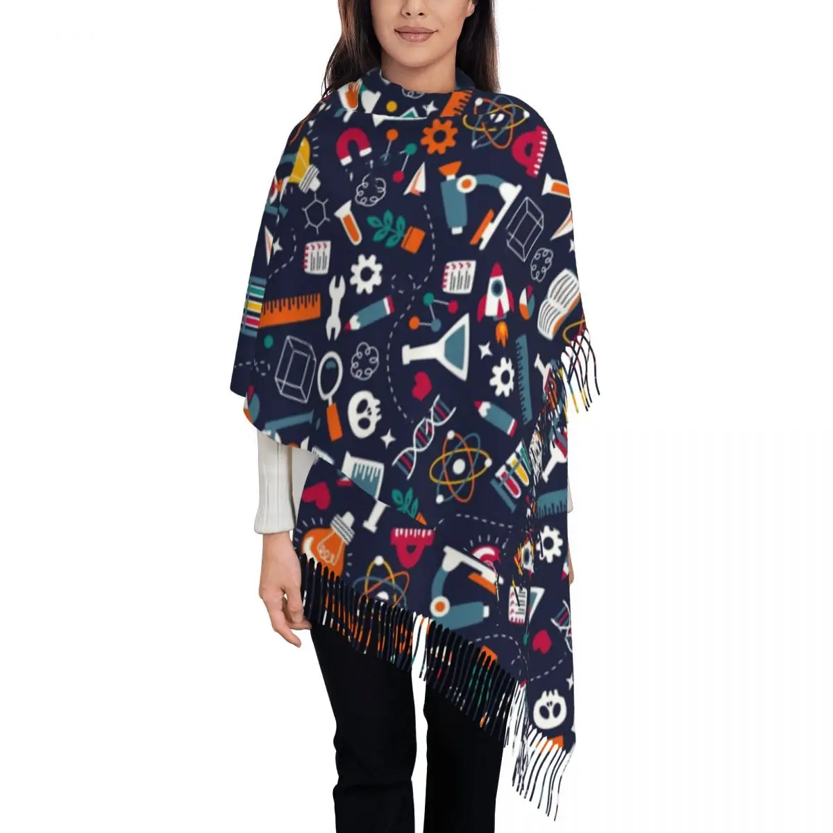 

Women's Scarf with Tassel Science Stuff Large Winter Warm Shawl Wrap Chemistry Chemical Gifts Cashmere Scarf
