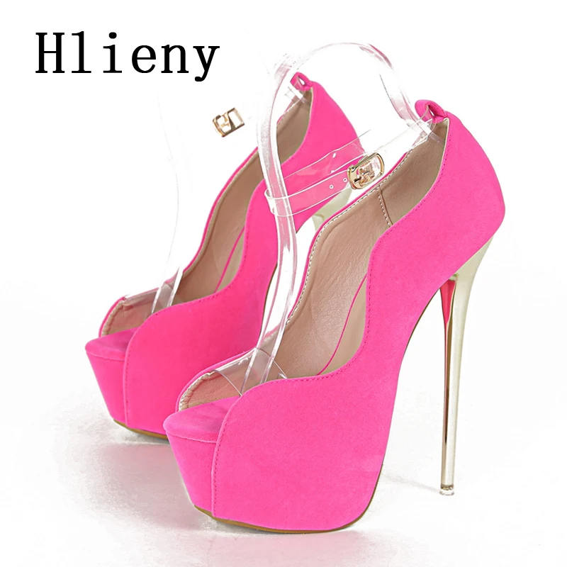 

Hlieny Sexy Nightclub Women Pumps Design Platform Peep Toe PVC Transparent Stiletto High Heels Shoes Banquet Stripper Sandals