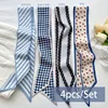 4pcs/set Series Silk Satin Scarf Women Cloth Hair Bands Headdress Accessories Lady Scarves Ribbon Neck Ties for Bag Handle 4