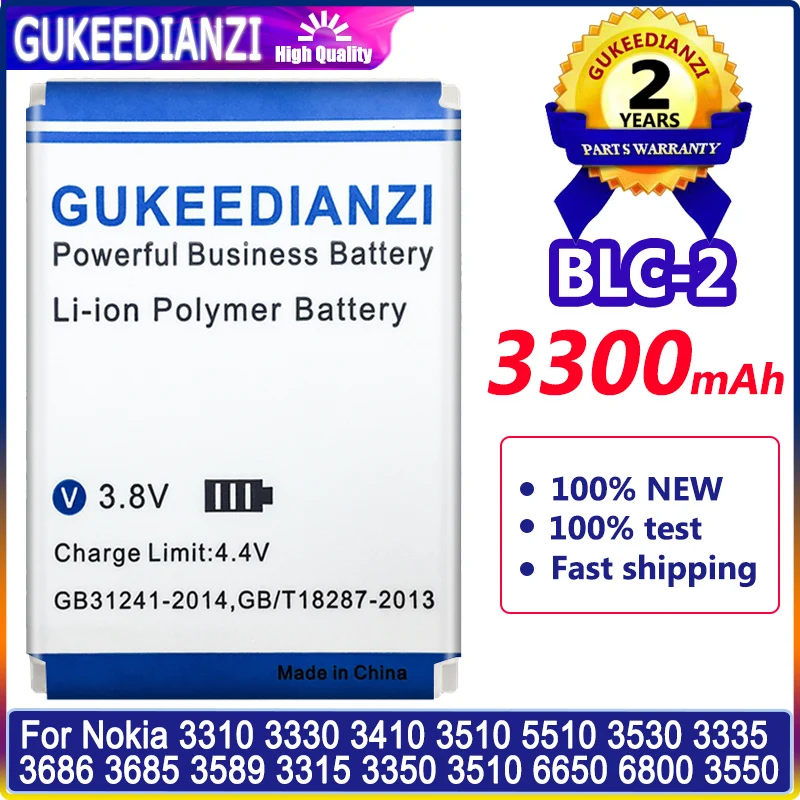 

Battery 3300mAh For Nokia 3310 3330 3410 5510 3530 3335 3686 3685 3589 3315 3350 3510 6650 6800 3550 BLC 2 Nokia3310 Batterie