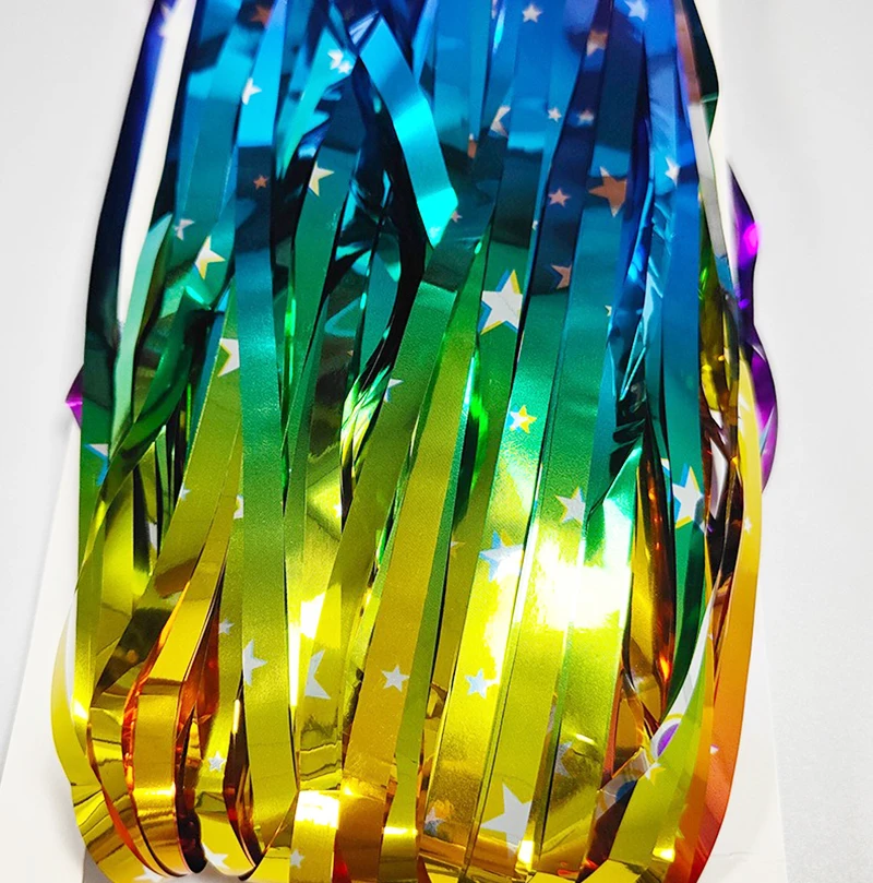 Funkelnder Regenbogen-Farbverlauf, Lametta-Folie, Fransen-Vorhang, Hintergrund, verdickter Glitzer-Regenbogen für Geburtstag, Disco, 80er-Jahre-Party-Dekoration – Detail 6