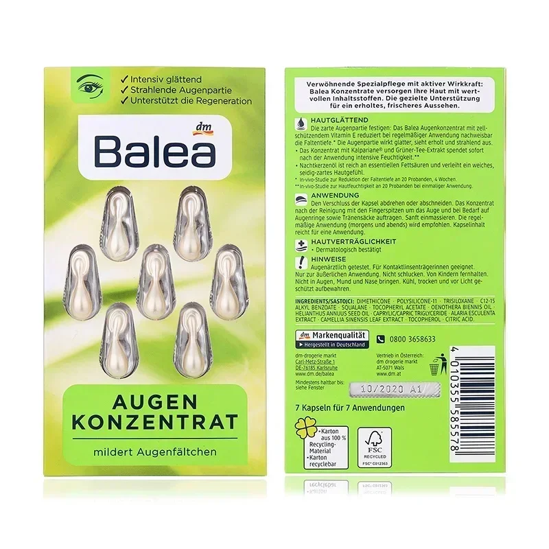 Balea Face Eye Serum Concentrate 4pcs Moisture Increases Dry Skin Elasticity Firmness Soften Eye Wrinkles Nourish Smooth Skin Microneedling Serum Wrinkle Essence