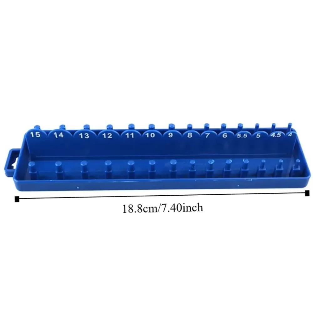 Blue Plastic Socket Organizer Tray - Durable 1/4 Inch Wrench Holder with Practical Design