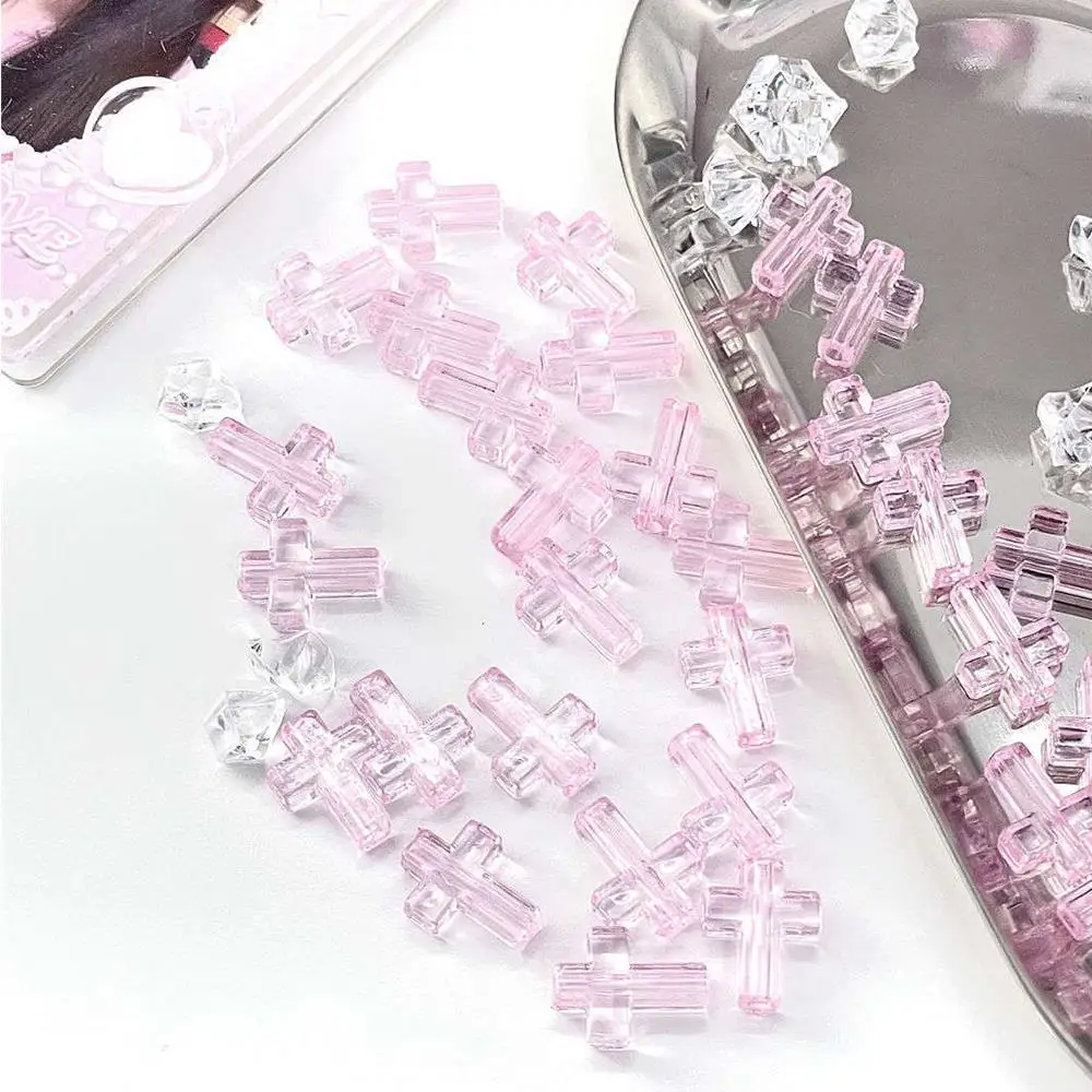 3D Resin Cross Bead Handmade Material DIY Cross Bead Card Bag Accessories Charm Sweing Supplies 10Pcs