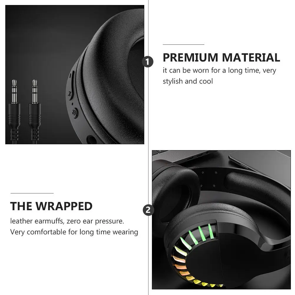 1Pcs 무선 듀얼 모드 Rgb 헤드폰 블랙 게임 헤드셋 전화 노트북 용 안정적인 10m 전송 소음 감소 스테레오