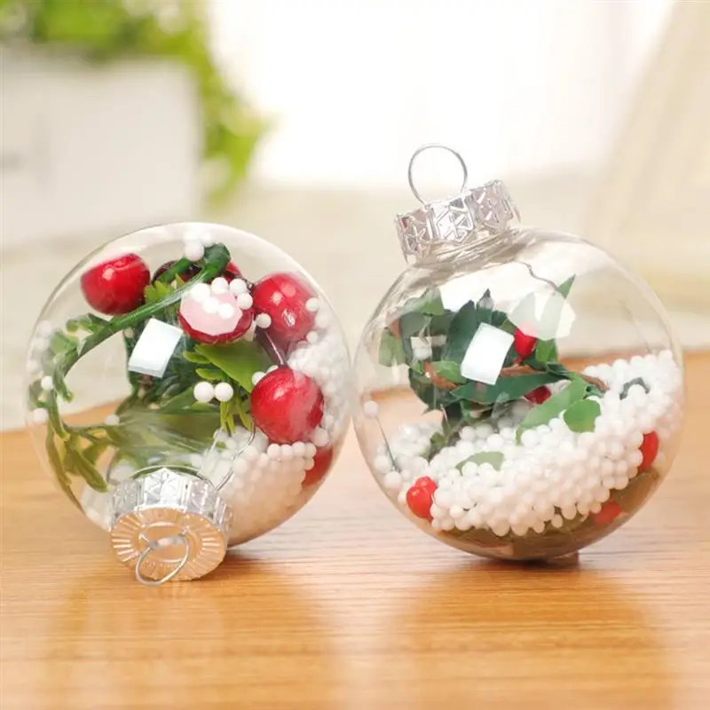 

10pcs Christmas Balls Christmas Ornament Xmas Ball Ornament DIY Outdoor Festival Clear Hooks Clear Ornaments For Crafts Fillable