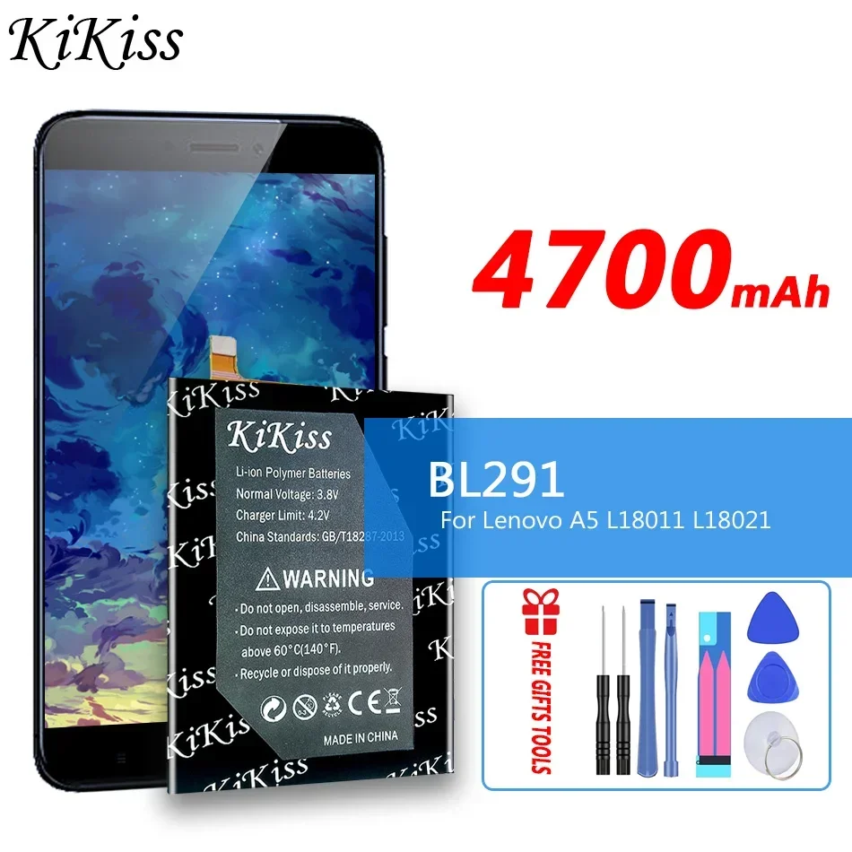 

Аккумулятор KiKiss BL291 на 4700 мА · ч для Lenovo A5 A 5 L18011 L18021, сменные фотоаккумуляторы BL 291