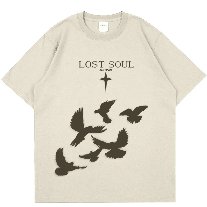 Hip Hop Streetwear T Shirt Men Lost Soul Shadow Graphic T-Shirt Harajuku Cotton Loose Tshirt Short Sleeve Tops Tees Hipster
