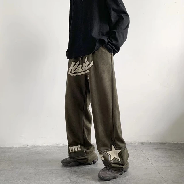 Pantalones Cargo para hombre, pantalón largo holgado, color negro, Y2K,  ropa de calle informal y cómoda - AliExpress
