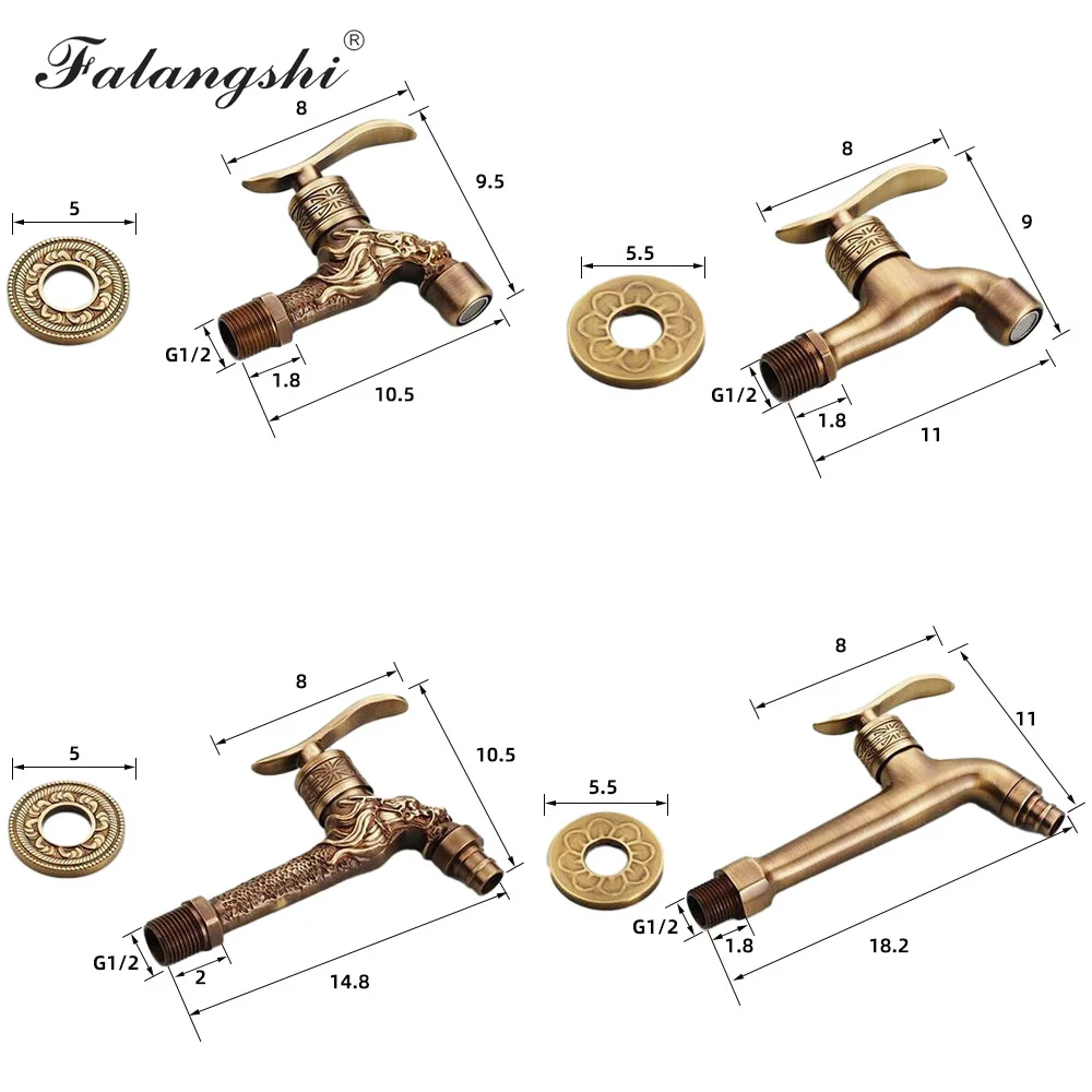 Antique Carved Bibcock Brass Faucet Decorative Outdoor Garden Taps For Washing Machine Luxury Toilet Mop Faucet WB8503 water tap faucet,garden bibcocks,washing machine faucet