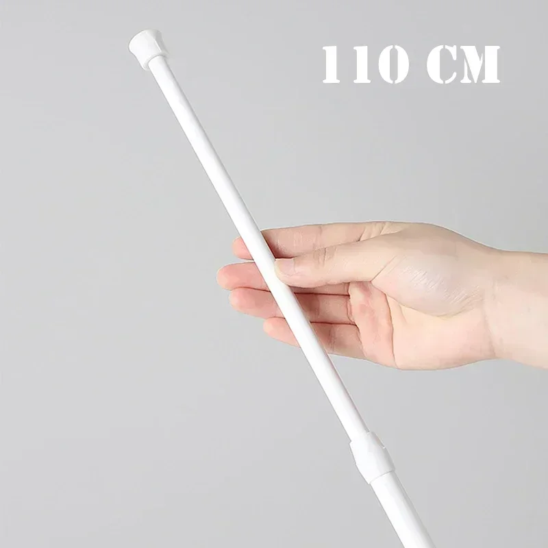 Curtain Rods 30-110cm Adjustable Metal Spring Loaded Extendable Telescopic for Bathroom Bar Shower No Drilling