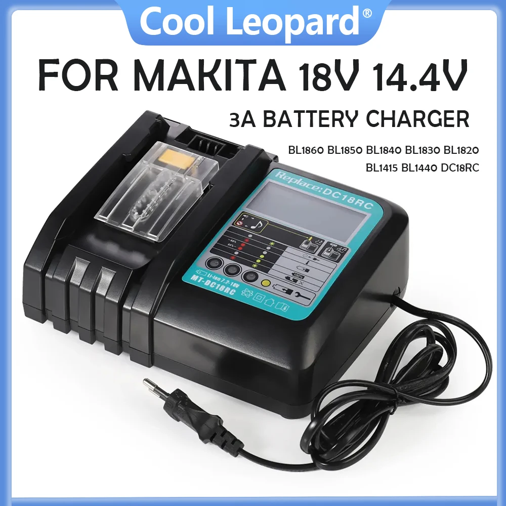 

Top DC18RCT Li-ion Battery Charger 3A Charging Current for Makita 14.4V 18V BL1830 BL1850 BL1860 Bl1430 DC18RC BL1440 Power Tool