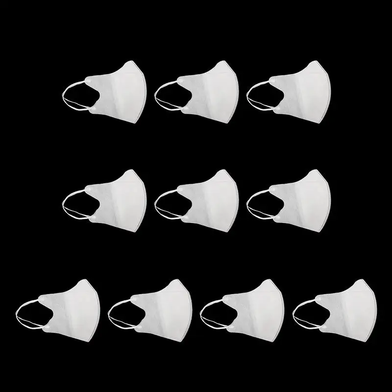 10-Piece Set of Disposable 3D Stereoscopic Face Masks - Solid Color, Breathable, and Anti-Dust