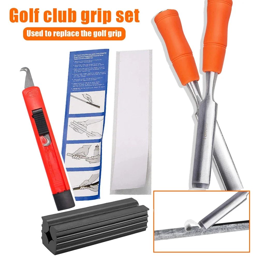 Golf Club Grip Repair Kit Golf Club Grip Removal Repair Tool Set for Regripping Golf Club Grips Rubber Clamp and Hook Blade