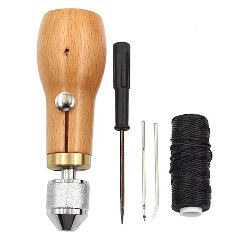 5pcs Sewing Awl Kit, Leather Sewing Awl Stitching Tool Handheld Sewing Awl With Needles For Diy