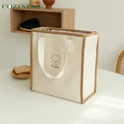 Sac à main de grande capacité pour maman, sac de poussette pour bébé, décontracté, Portable, sortie, mignon ours imprimé, sac à déjeuner isolé lavable 