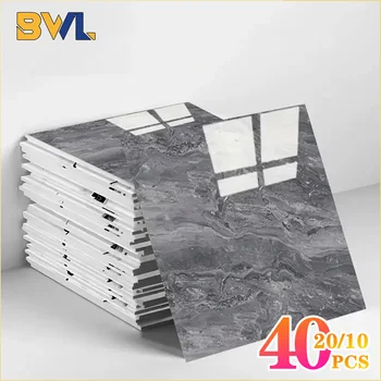 Autocollants de sol auto-adhésifs de Style marbre, tapis de sol épais et résistant à l'usure en PVC pour usage domestique, facile à installer, 10 à 40 pièces 1