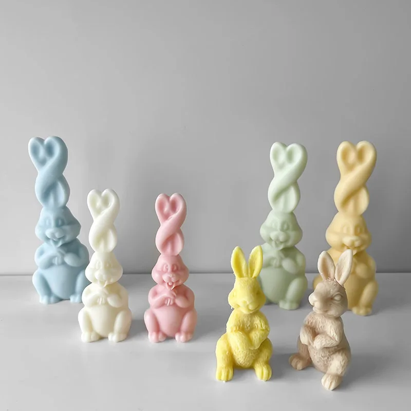 

Twist Ears Rabbit Candle Silicone Mold DIY Animal Erect Ears Rabbit Candle Making Soap Resin Mold Easter Gifts Craft Home Decor