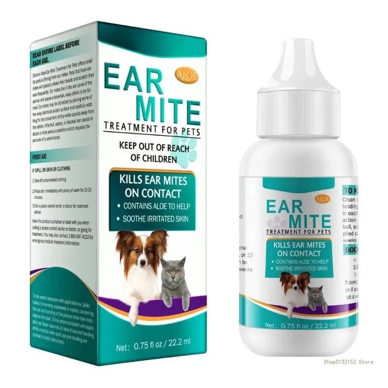 

QX2E Ear MiteTreatment Pet Ear Cleaners Cats EarMite Pet Ear Canals Dogs EarMite Oil