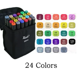 Vibrant Double-Ended Oily Art Marker Set - 24-60 Colors for Creative Drawing & Sketching (24 colors)