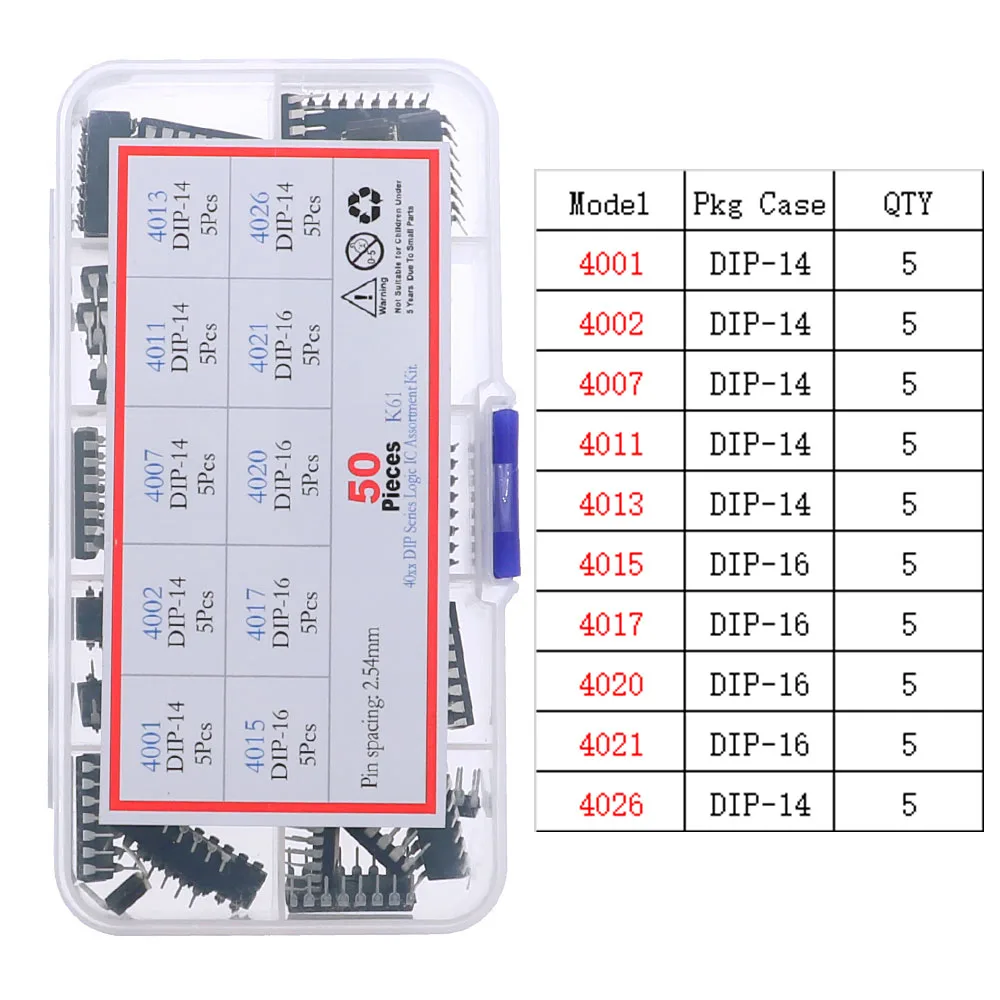 DIP SMD IC 집적 회로 칩 분류 키트 상자 IC 소켓 세트 일반 CMOS 논리 IC 시리즈