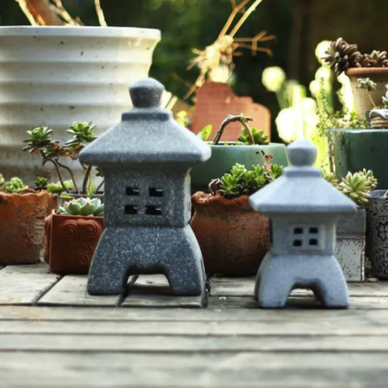 Japanese Pottery Imitation Stone Lamp, Decoration Products, Courtyard, Marble, Red Clay, Garden Lantern