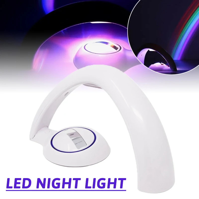 

6V DC Rainbow Projector Light Portable USB LED Kid Night Lights Battery Powered Bedroom Lamp Luminaria Room Decoration
