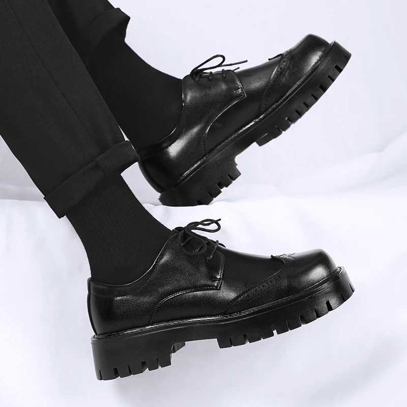 Platform Fashion Business Dress Men Shoes New Classic Leather Men Formal Shoes Comfortable Slip On Dress Oxfords
