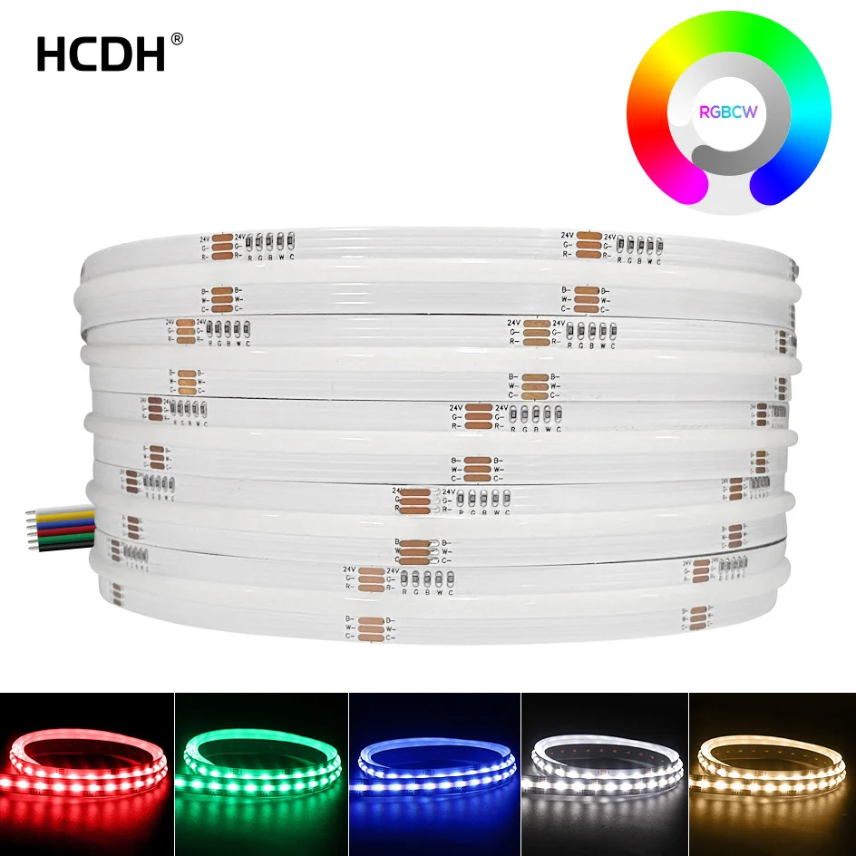 

COB RGB-CCT LED Strip Light For Room Decor Ra90 12mm DC 24V Tape Lights Ribbon 630LEDs/m Dimmable LED Strips Party Decoration