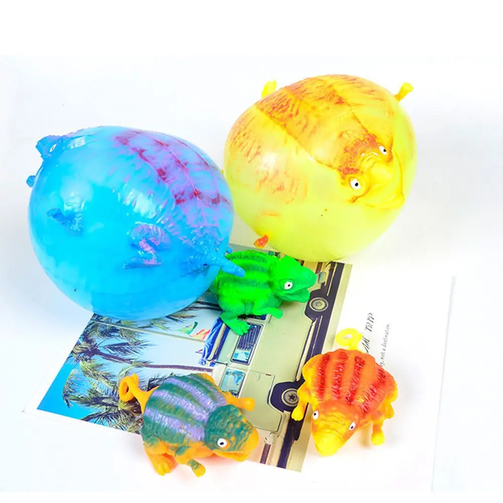 Inflatable TPR Stress Relief Funny Anxiety Kid Squeeze Ball Blowing Dinosaur Animal Toy Balloon