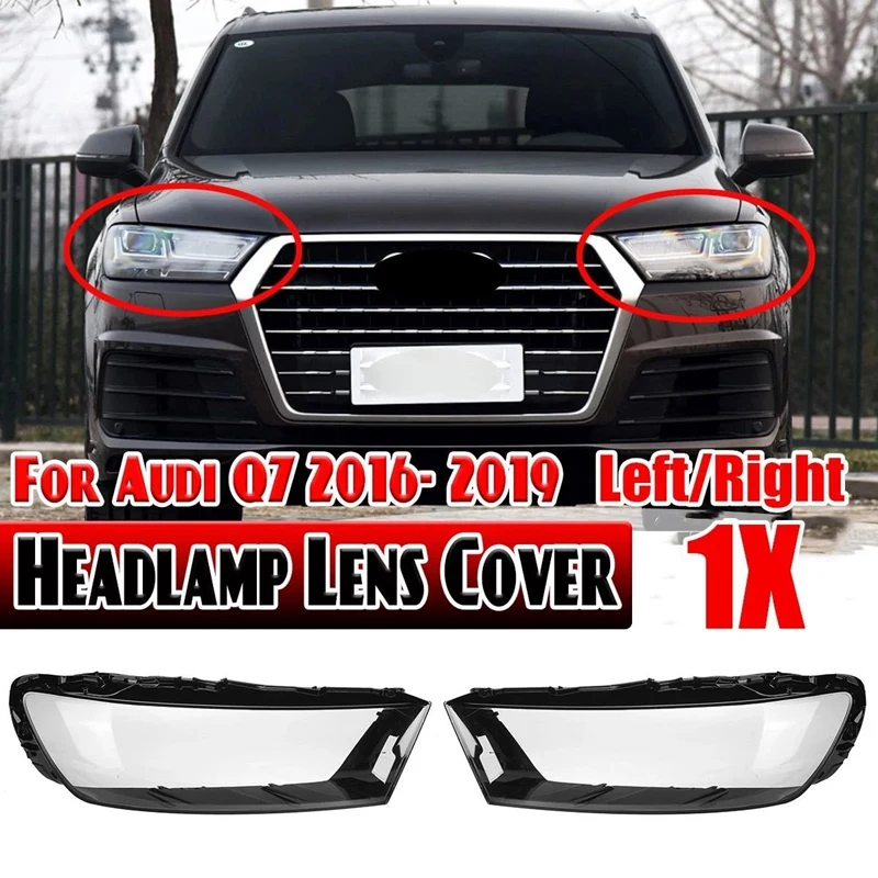 

2Pcs Car Front Headlight Lens Cover For- Q7 2016-2019 Lampshade Glass Lampcover Caps Headlamp Shell Light Lamp Case