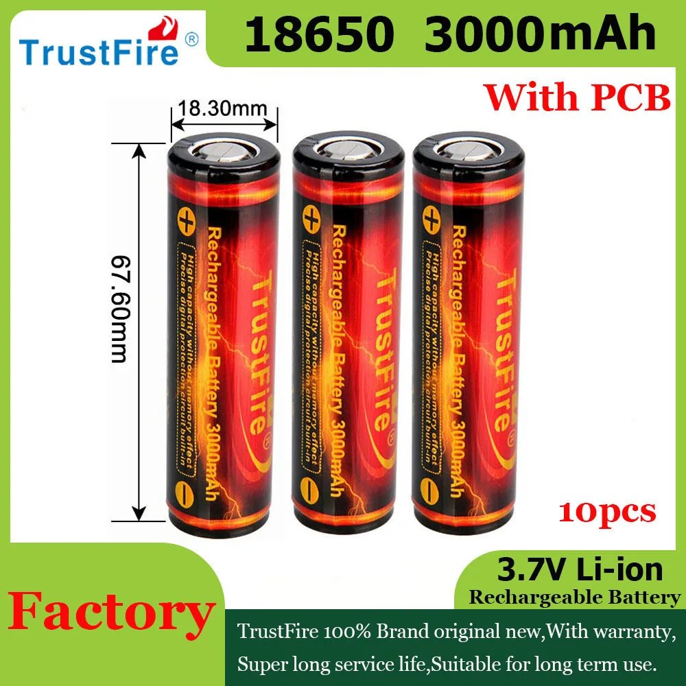 

TrustFire 3.7V 3000mAh 18650 Battery For Power Bank Rechargeable External Battery For Laptop Toys Tool Li Batteries Portable/UAV