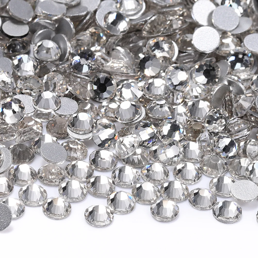 High-Quality Silver Glitter Glass Crystal Rhinestones for Nail Art and Wedding Dress Decoration
