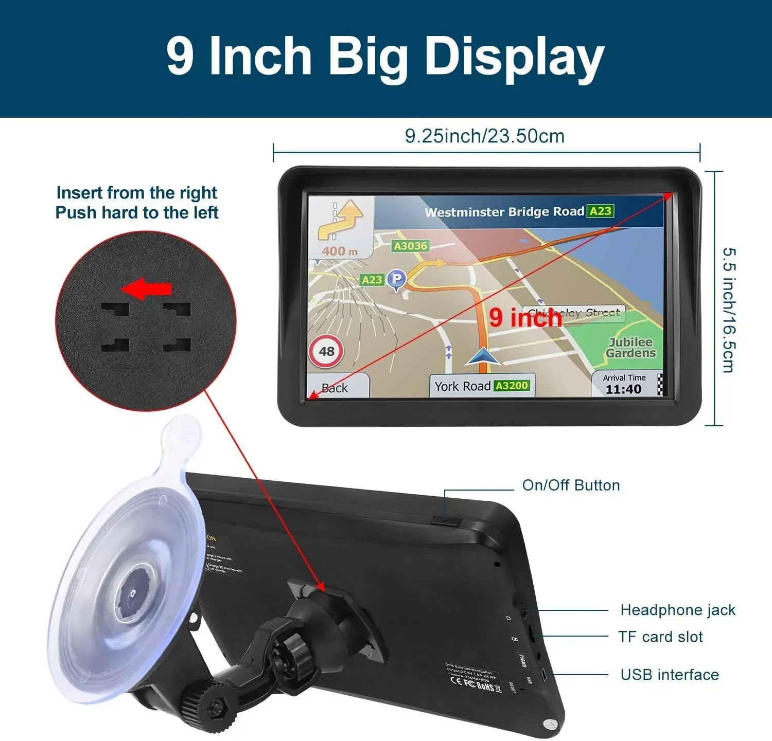 Navigazione GPS per camion auto touch screen di navigazione GPS da 9 pollici, limite di velocità e semaforo - Image 5