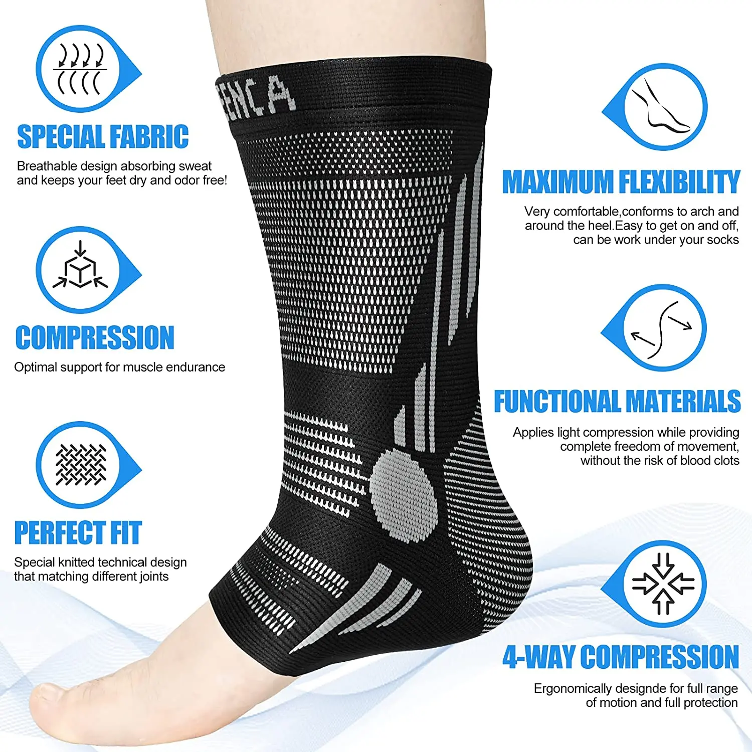Ankle Support Ankle Straps Fitness Ankle Straps Ankle Support Brace Ankle Wrist Cuffs Ankle Brace Compression Sleeve Support for Achilles Tendonitis Plantar Fasciitis Joint Pain Swelling Heel Spurs Injury Recovery