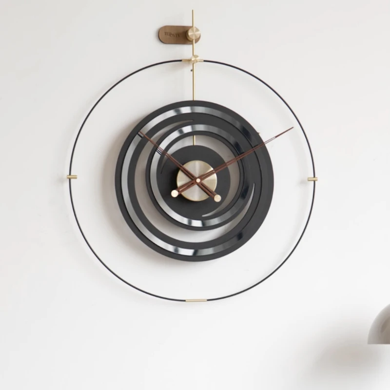 

Minimalist Luxury Metal Wall Clock,Modern Grey Moon Clocks With Walnut Hands,Wooden&Mirror Acrylic Handmade Clock Art