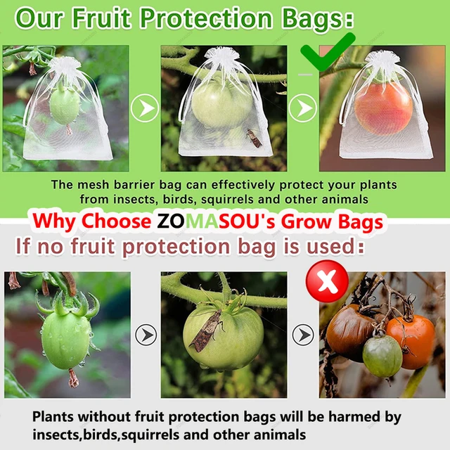 20-100PCS Vegetable Grapes Fruit Grow Bags Fruit Protection Bags Garden Anti-Bird Netting Mesh Bag Strawberry Bags Garden Tools 4