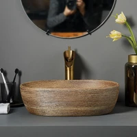 อ่างล้างหน้าเซรามิคอ่างล้างจานเคาน์เตอร์อ่างล้างหน้ารูปไข่ซักผ้าห้องน้ําอ่างล้างจาน GN679TB 2