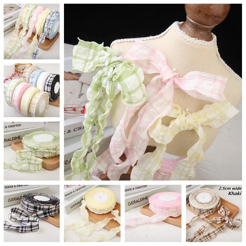 Plaid Wavy Edge Lace Cotton Ribbon